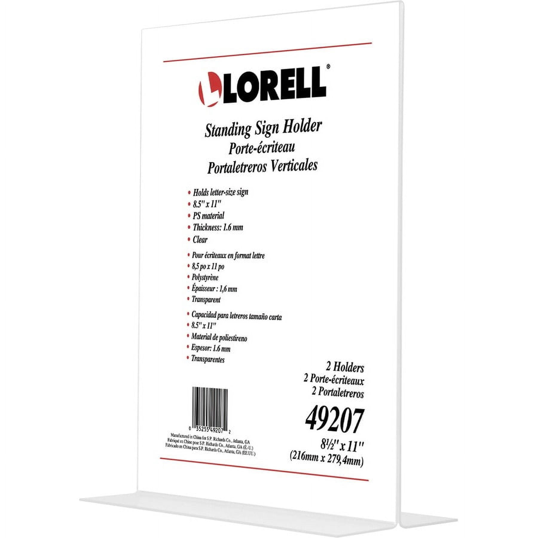 Lorell T-base Standing Sign Holder - Support 8.50" X 11" Media - Acrylic - 2 / Pack - Clear