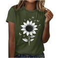 thumbnail image 2 of Women's Floral Printed Tops Crewneck Short Sleeve Summer Cotton Tshirts Loose Fit T Shirts Plus Size S-3X Casual Tees (L, Green 01), 2 of 4