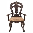 thumbnail image 6 of Miekor Furniture Traditional Formal Armchairs Set of 2 Cherry Finish with Gold Tipping Fabric Upholstery Wooden Dining Room Furniture W5U307, 6 of 7
