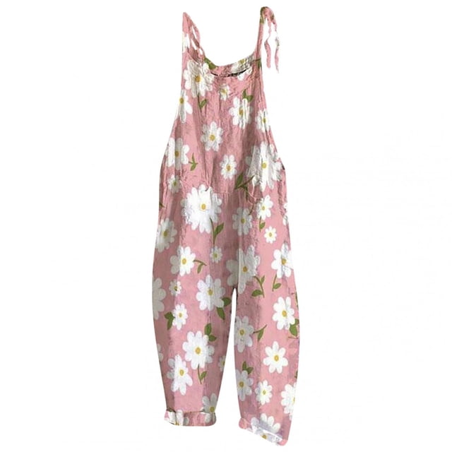 TIMIFIS Combinaison Femme Décontractée Imprimé Floral Sans Manches Bretelles Spaghetti Pantalon Large