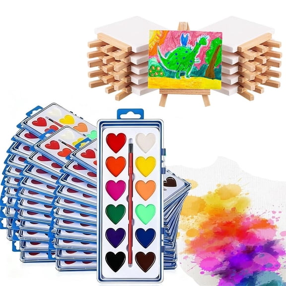 KOYPTL 12 Pcs Washable Watercolor Set 12 Colors Watercolor Paint with Paintbrush Solid Watercolor Set for Painting Back to School Supplies Classroom Essentials for Boys Girls