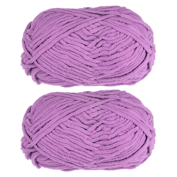 2Madejas Chenilla Hilo Terciopelo Manta Hilo 2x100g/7.1oz 6 Súper Voluminoso Poliéster Suave Tejido para Ganchillo Tejedura Bolsos Bufanda Sombrero, Morado