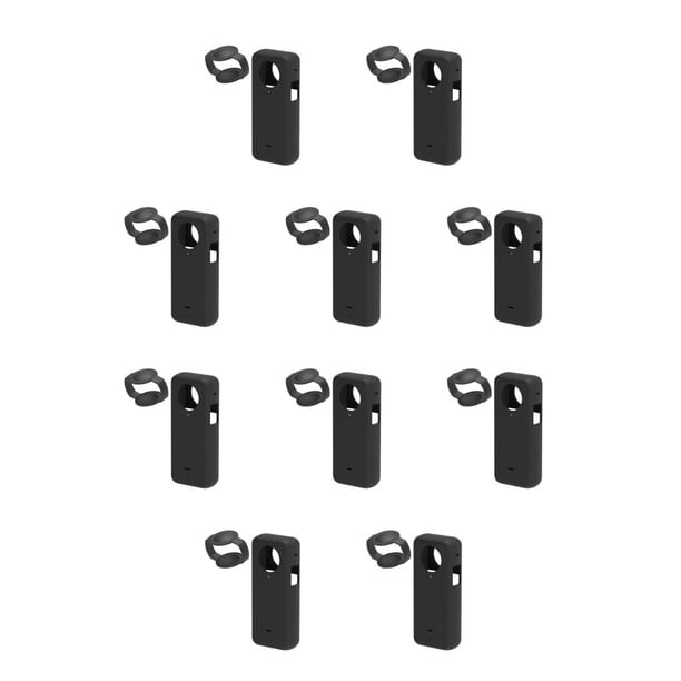 Sidaley Funda de silicona con textura elástica para Insta 360 X3 - Protectores de lentes Funda para cámara Portátil Negro Negro 10piezas