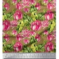 thumbnail image 1 of Soimoi Cotton Duck Fabric Parrot,Leaves & Lotus Floral Printed Craft Fabric by the Yard 42 Inch Wide, 1 of 1