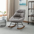 thumbnail image 5 of Rocking Chair, Modern Velvet Tufted Upholstered Accent Rocking Chair with Metal Base and Padded Seat, Comfy Lounge Chair Single Sofa Chair Glider Chair for Living Room, Bedroom, Nursery, Grey, 5 of 7