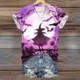 thumbnail image 2 of TANGQIOP Women'S T-Shirts Tops V-Neck Short Cap Sleeve Tee Top Halloween Witch Tree Skeleton Pumpkin Print Casual Funny Purple S, 2 of 4