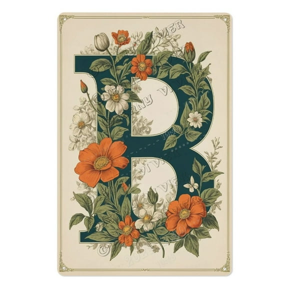 Personalized Flower Letter 'B' Wall Art – Elegant Home Decor, Perfect for Nursery Rooms, Baby Showers, Gift Ideas for Loved Ones 12x16 inch