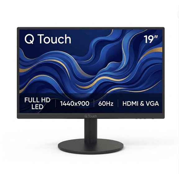 Monitor LED Qtouch 19 Pulgadas Resolución 1440 x 900 HD HDMI VGA 60Hz Negro