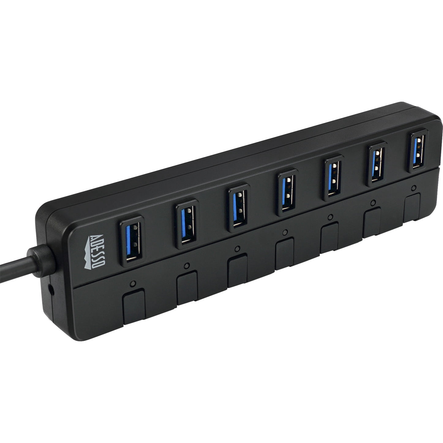 Adesso AUH-3070P – 7-Port USB 3.0 Hub with Individual Power Switch & Power Adapter