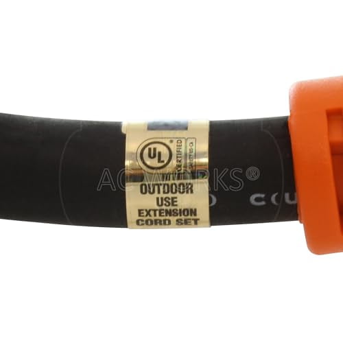 AC WORKS [L1520PR] SOOW 12/4 NEMA L15-20 20A 3-Phase 250V Industrial Rubber Extension Cord (10FT)