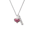 thumbnail image 2 of Delight Jewelry Silvertone Hot Pink Tiger Print Heart Silvertone Always My Sister Bar Charm Necklace, 23", 2 of 4
