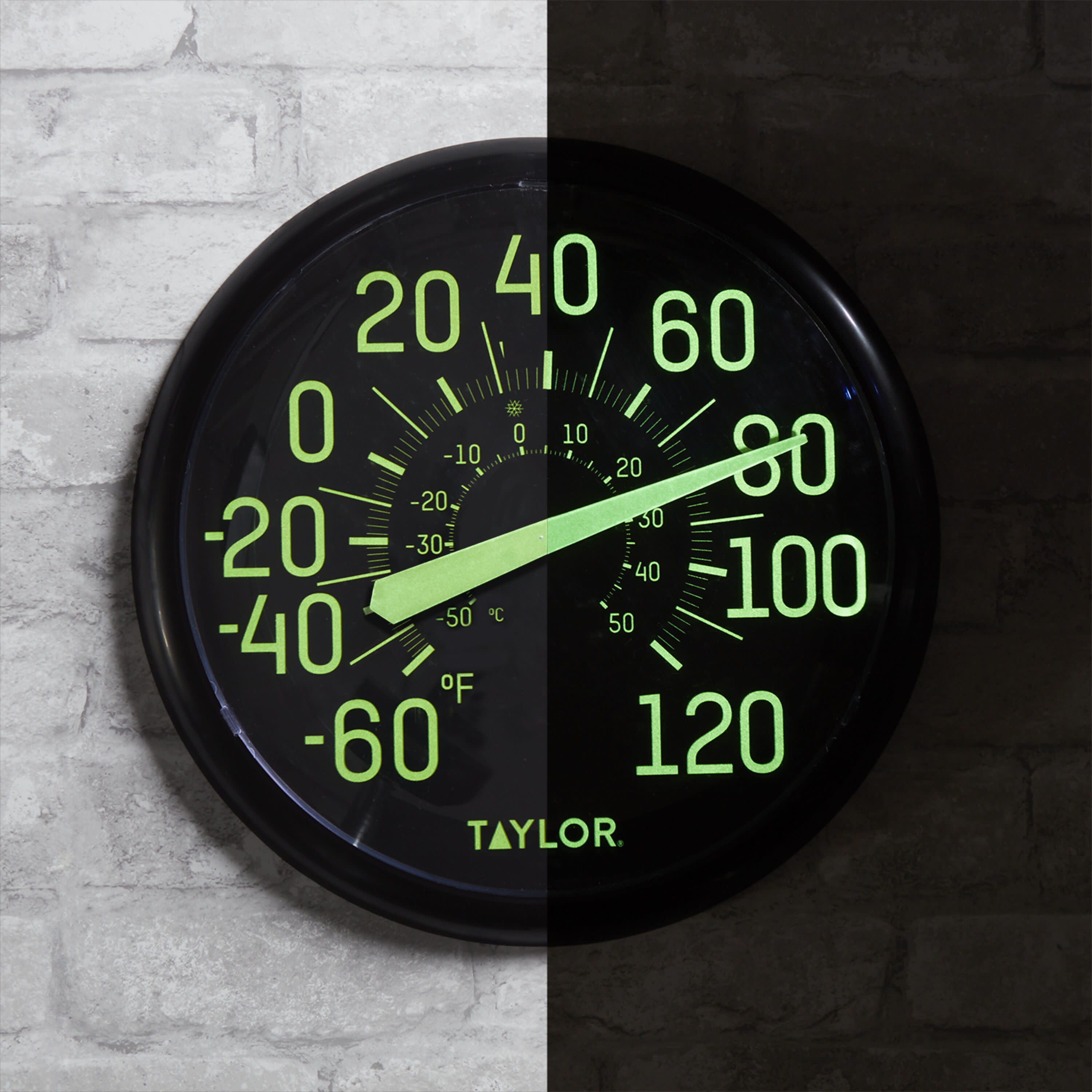 Taylor 13.25-inch Glow in the Dark Dial Thermometer in Black