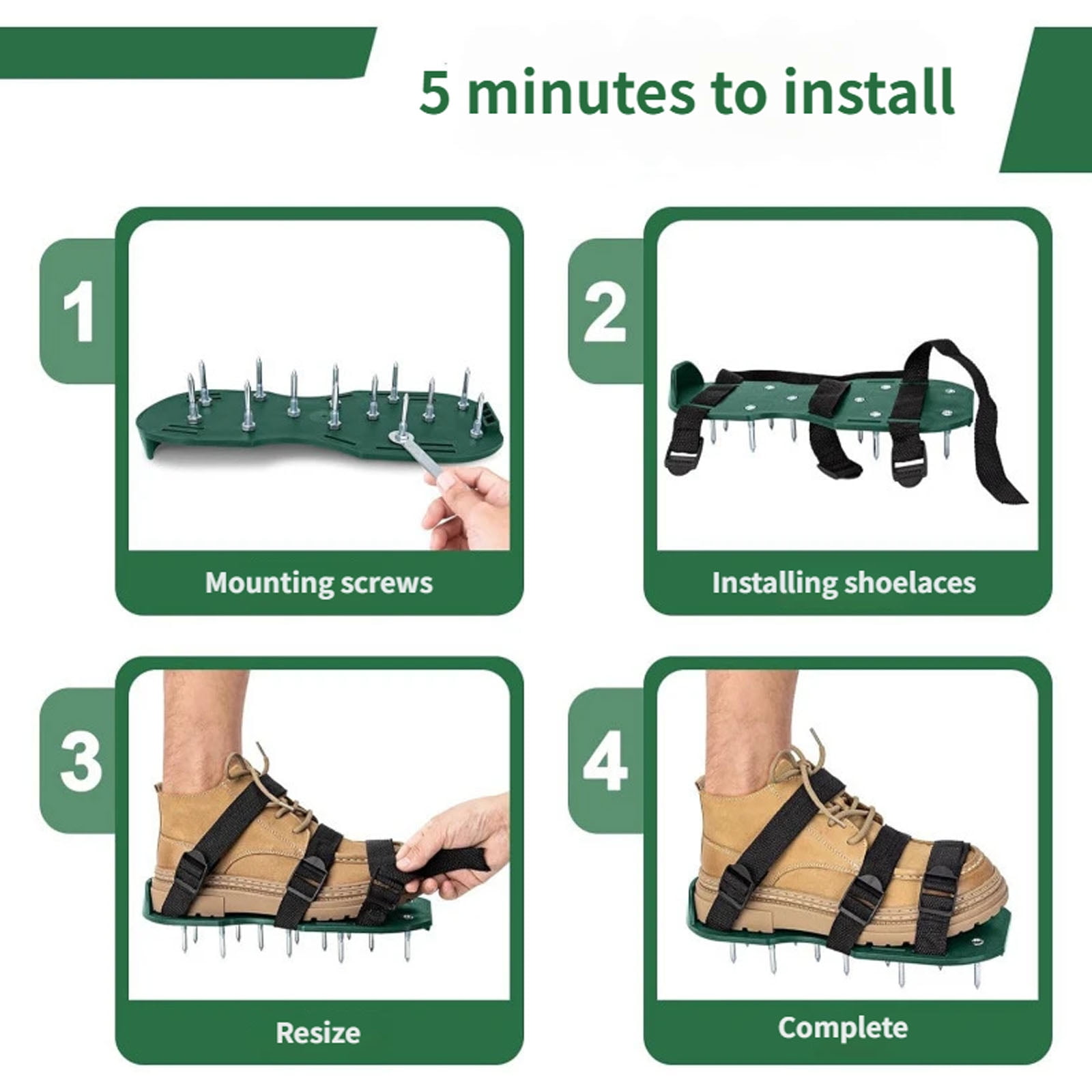 Grass Aerator Shoes with Adjustable Hook Loop Straps and Heavy Duty Prong, Soil Aerator Tool for Aerating Patio Yard Garden