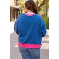 thumbnail image 3 of Plusashion Vibrant Sky Blue Color Block Plus Size Sweatshirt - Trendy Balloon Sleeves!, 3 of 8