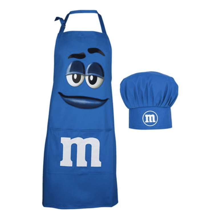 M&M's World Blue Character Apron and Chef Hat Set for Adult New with Tag 