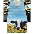 thumbnail image 2 of Table Runner Dresser Scarves 60 Inch Long, Watercolor Farm Animals Cow Sunflowers Linen Dining Table Runners Vintage Wood Plank Tabletop Scarf for Wedding Holiday Party Kitchen, 2 of 7