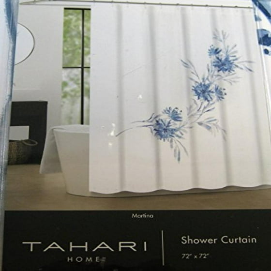 Tahari Home Luxurious Fabric Shower Curtain Martina Blue