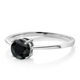 thumbnail image 5 of Gem Stone King 10K White Gold Black Sapphire Solitaire Engagement Ring for Women (1.15 Cttw, Round 6MM, Gemstone September Birthstone, Size 5), 5 of 5