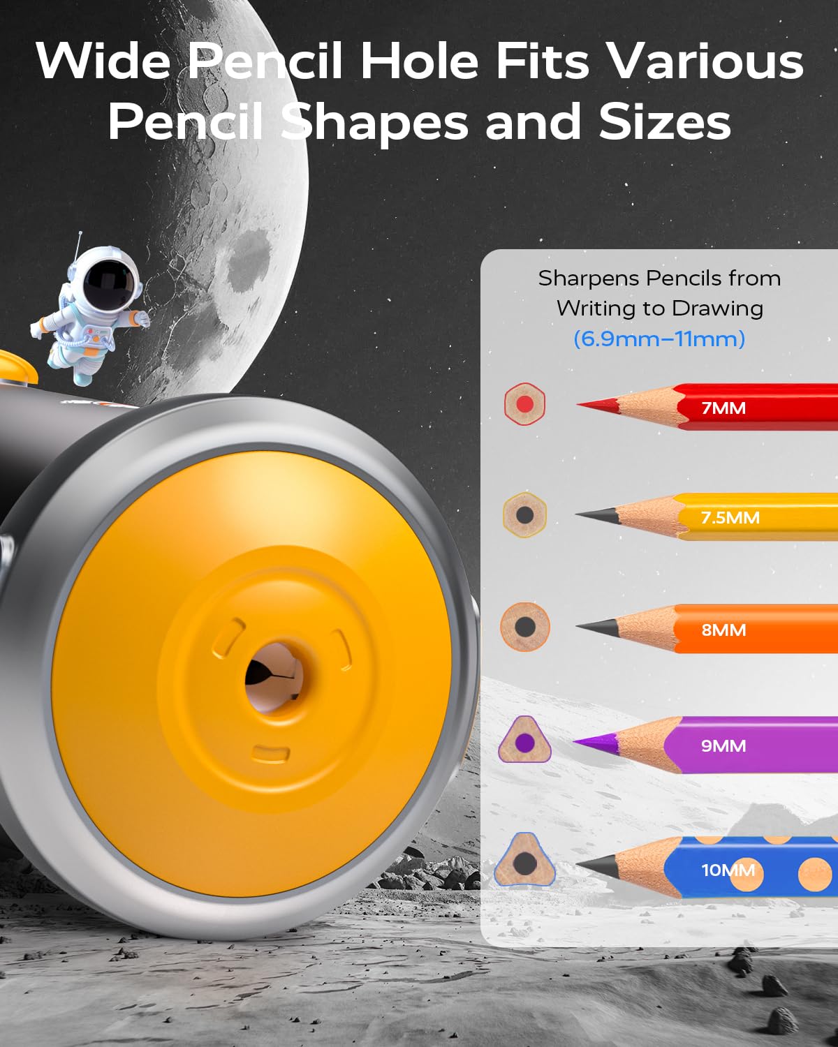 Jupitearth Black Office Supplies/Pencils & Pencil Electric Pencil Sharpeners,Hands-Free,Auto in & Out Spaceship for Home and Office