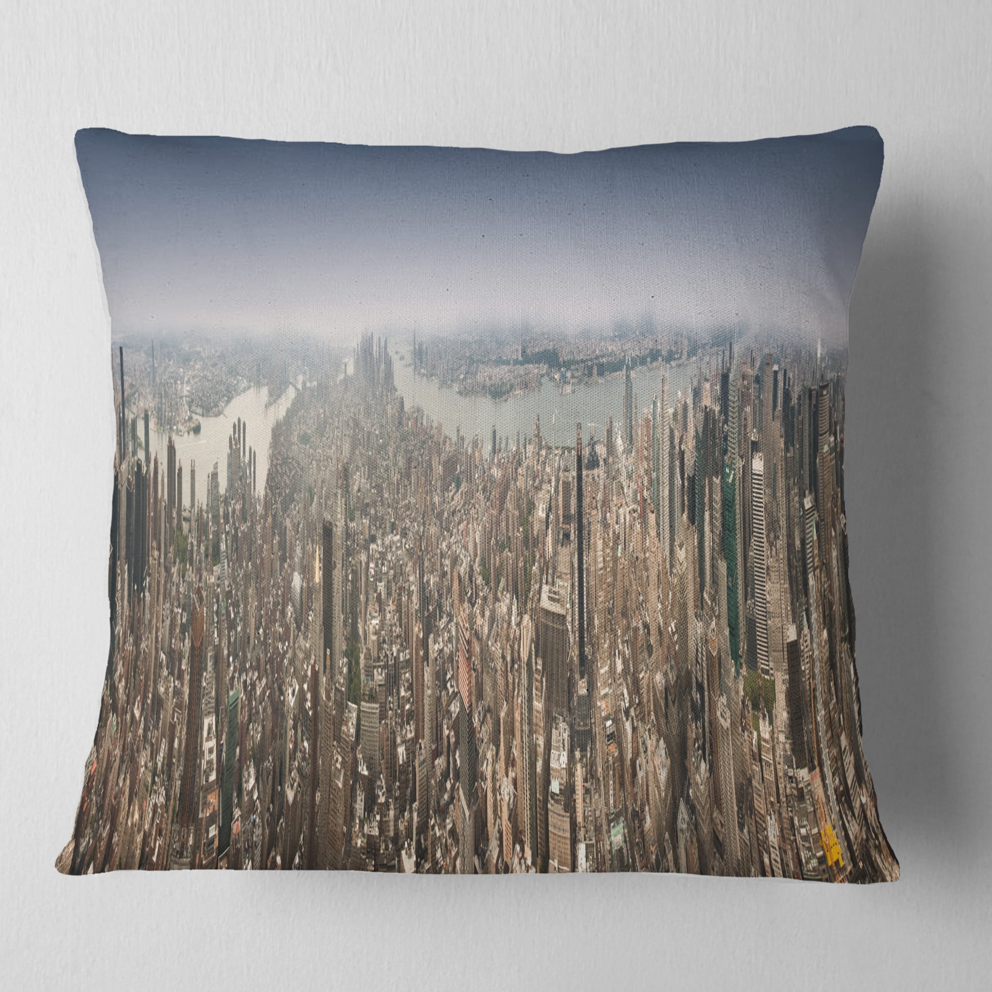 Designart NYC 360 Degree Panorama - Cityscape Photography Throw Pillow - 18x18