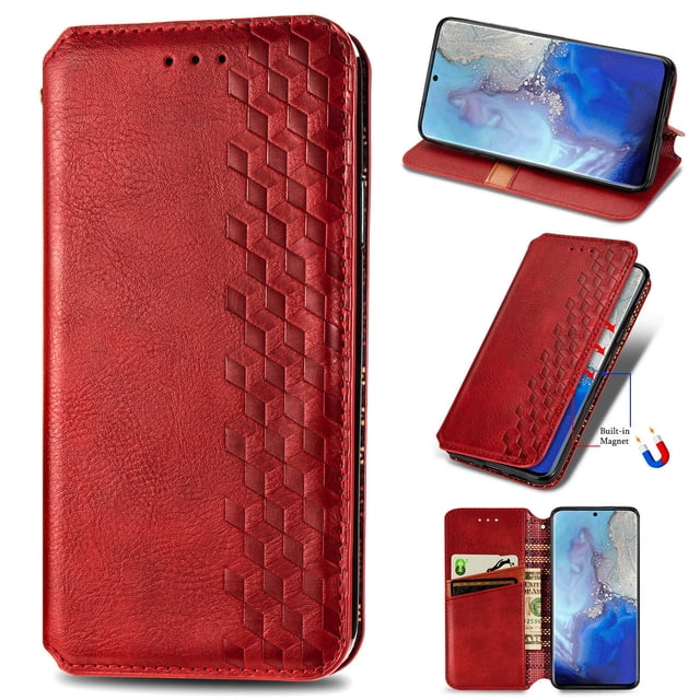 Case for Samsung Galaxy S20 Plus Flip Cover Wallet Flip Cover Magnetic Protective - Red