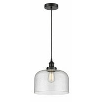 616-1PH-BK-G74-L-Innovations Lighting-Bell - 1 Light Mini Pendant In Industrial Style-11.75 Inches Tall and 12 Inches Wide-Matte Black Finish-Seedy