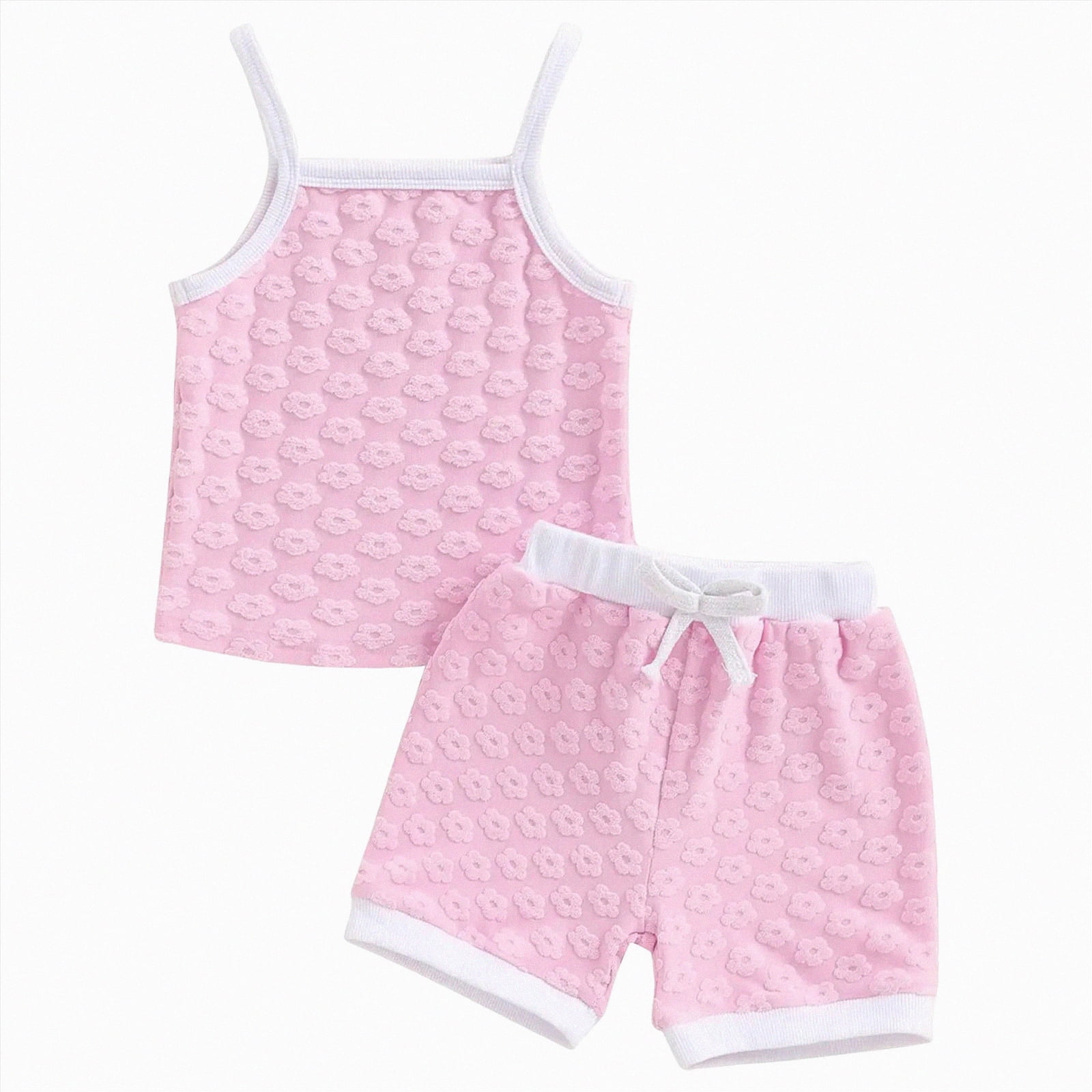 NOLDARES Toddler Girls Clothes Sleeveless Shirts Shorts Baby Girl Summer Outfit Cute Infant Outfits(Pink,12-18 Months)