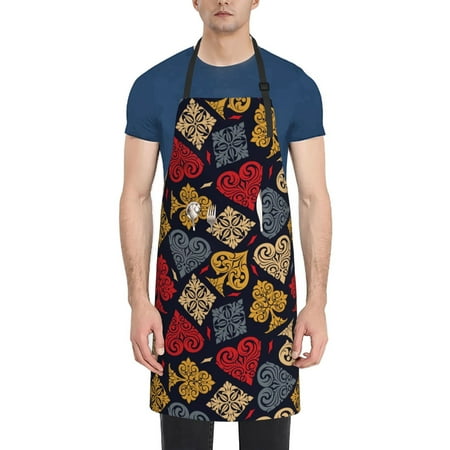 

Vsdgher Vintage Card Waterproof Apron with 2 Pockets Kitchen Chef Aprons Bibs for Grooming Cooking Baking Painting Gardening