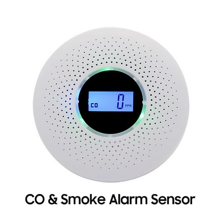 Carbon Monoxide and Sensor Compound Type Smoke & Detector PPM LCD Display Indicator Battery Powered Wireless Installation