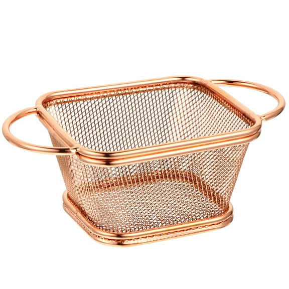 1pc Stainless Steel Frying Basket French Fries Basket for Home (Rose Gold)