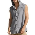 thumbnail image 5 of Handshe Men's Summer Solid Color Linen Sleeveless Button Cardigan Hooded Shirt, Casual & Fashionable for Outdoor, 5 of 9