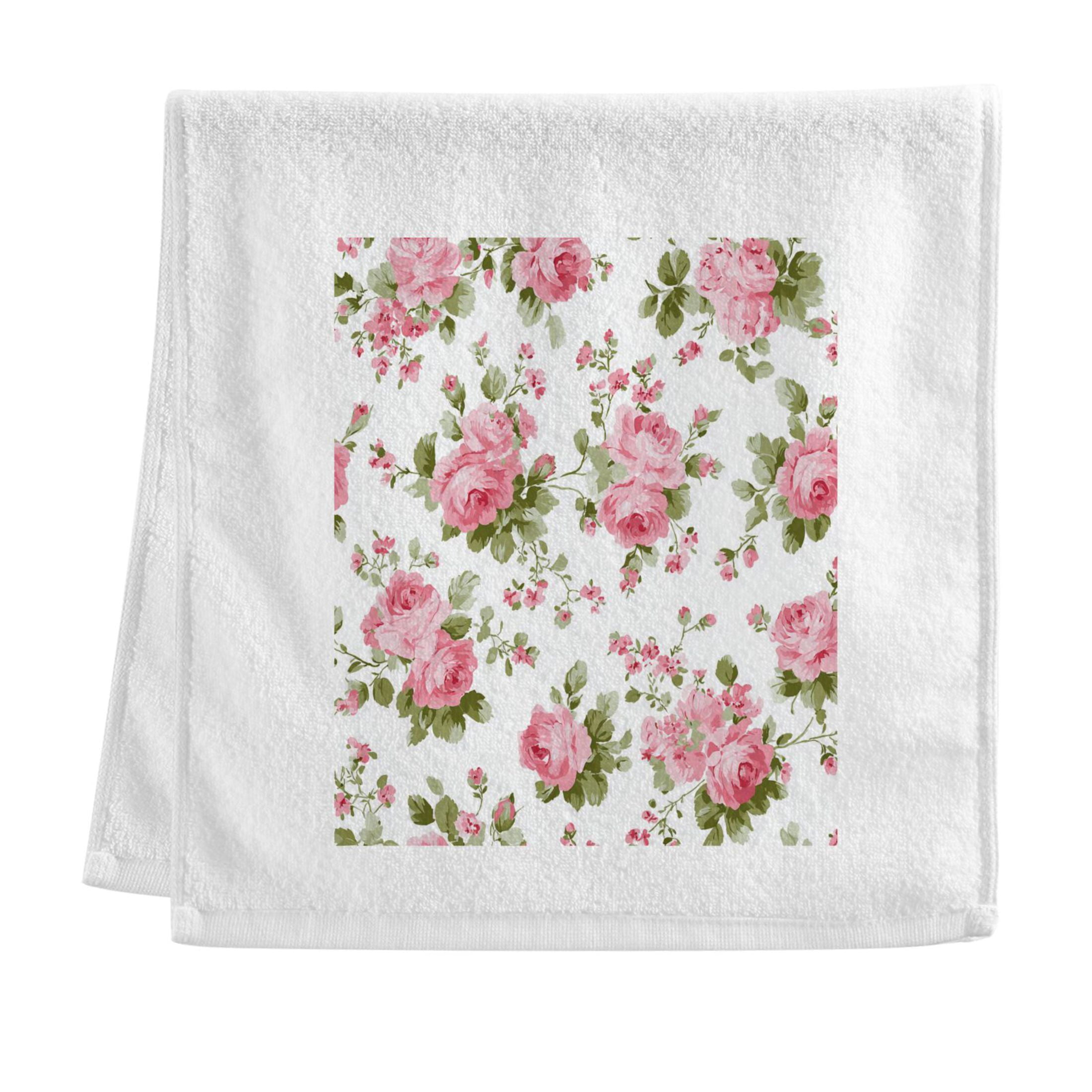 Chic Pink Roses Pure Cotton Towels Bath Towel Quick Drying for Bathroom Beach Sports 16" x 30" Set of 2
