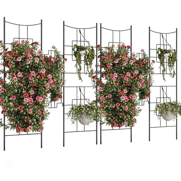 Riedhoff Metal Garden Trellis, Privacy Screen 50.76" x 66.9 x 0.47", 2 Count, Black