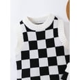 thumbnail image 4 of Franhais Baby Girls Boys Knitted Outfits Checkerboard Print Sleeveless Tank Tops and Elastic Casual Drawstring Shorts Set, 4 of 9