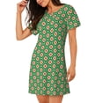 thumbnail image 2 of Fotbe 60s and 70s Style Bata de Dormir para Mujer con Estampado, Camisón de Algodón de Manga Corta, Ropa de Dormir Casual, 2 of 6