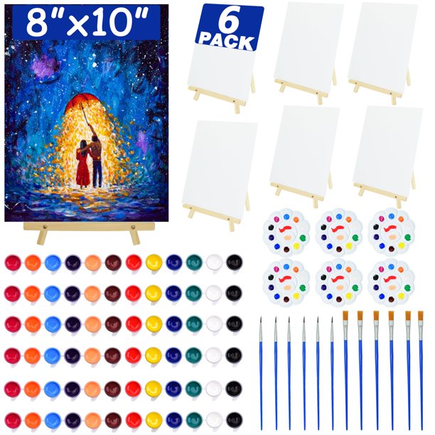 Kit de pintura BIDDFA de 6 piezas con lienzos de 20 x 25 cm y caballetes