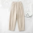 thumbnail image 2 of Lovskoo Women's Puffer Pants Winter Warm Cotton Padded Trousers Loose and Casual Solid Color Elastic Waist Wide Leg Pants White M, 2 of 9