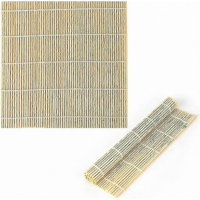 2-Pack Bamboo Sushi Mat 9x9 Inch Flat Rolling Tool for Sushi Preparation