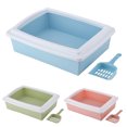 thumbnail image 4 of Flmtop Rectangle Semi-Closed Anti-Splash Pet Cat Litter Box Case Toilet Tray with Scoop Pink, 4 of 7