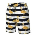 thumbnail image 4 of Salouo Gold Flamingo Pattern Swim Trunks for Men,Men's Hawaiian Bathing Suit Swimsuits Quick Dry Swimming Board Shorts Beach Shorts with Pockets-Small, 4 of 6