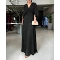 thumbnail image 6 of CHICME Dresses for Women Pleated Deep V-Neck Batwing Sleeve Backless Tied High Waist Slim Zipper Maxi Dress Black-S, 6 of 9