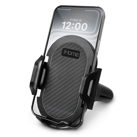 iHome Air Vent Clip Car Mount with 360° Rotation, One-Touch Release, Adjustable Grip, Secure Fit