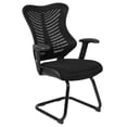 thumbnail image 1 of Designer Black Mesh Sled Base Side Reception Chair with Adjustable Arms, 1 of 9
