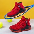 thumbnail image 5 of NOEGOEU Boys Girls Sneakers Kids Tennis Non Slip Sole Fashions Lightweight Breathable Basketball Shoes (Red,34), 5 of 8