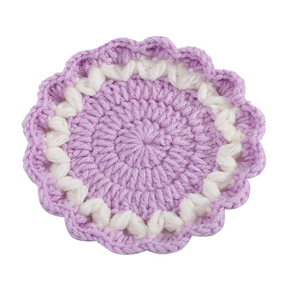 Trayknick Table Coaster Wave Lace Fine Workmanship Knitted Colorful Woolen Yard Cup Mat for Daily Use