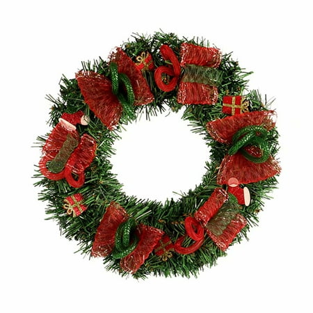 Door Garland With Lights New Christmas Garland LED Light Green PVC Red Mesh Garland Home Hotel Shopping Mall Decoration Door Hanging ()
