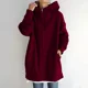 thumbnail image 1 of Sudadera gruesa con capucha para mujer, cárdigan largo con cremallera y bolsillos dobles, prendas de vestir exteriores, ropa de calle de tendencia, Color sólido, 1 of 5