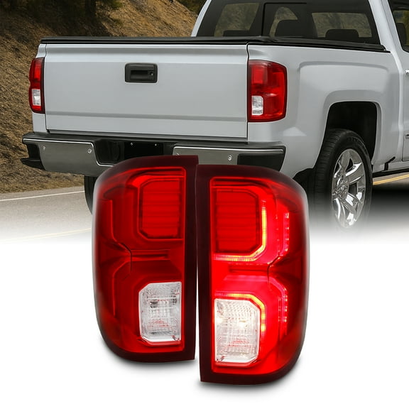 AKKON - Fit 2016 2017 2018 Chevy Silverado 1500 LTZ Pickup Truck LED Tail Light Red Clear Driver Passenger Replacement