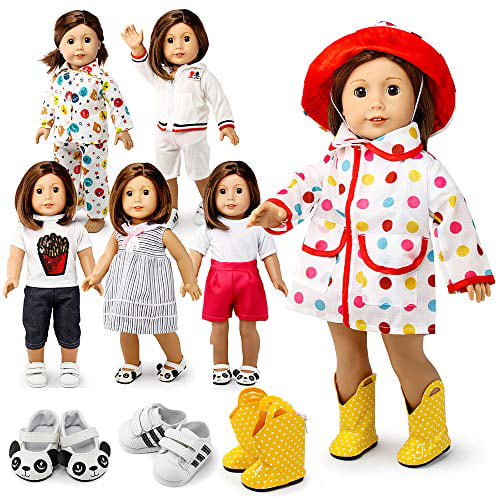 Oct17 Doll Clothes for American Girl 18” inch Dolls Wardrobe Makeover Outift Dressy Raincoat Casual Dress Boots Bundle