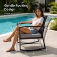 thumbnail image 3 of Rocking Patio Bistro Sets - All-Weather - 3 Piece Rattan Conversation Furniture Set, Wicker Outdoor Front Porch Chair for Balcony, Porch, Garden, Backyard, Poolside,Gray, 3 of 8